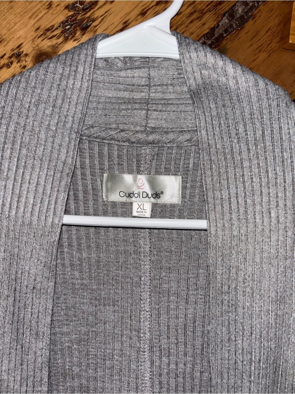 Cuddl Duds Light Gray Ribbed Lounge Cardigan & Joggers Set - Picture 2 of 6